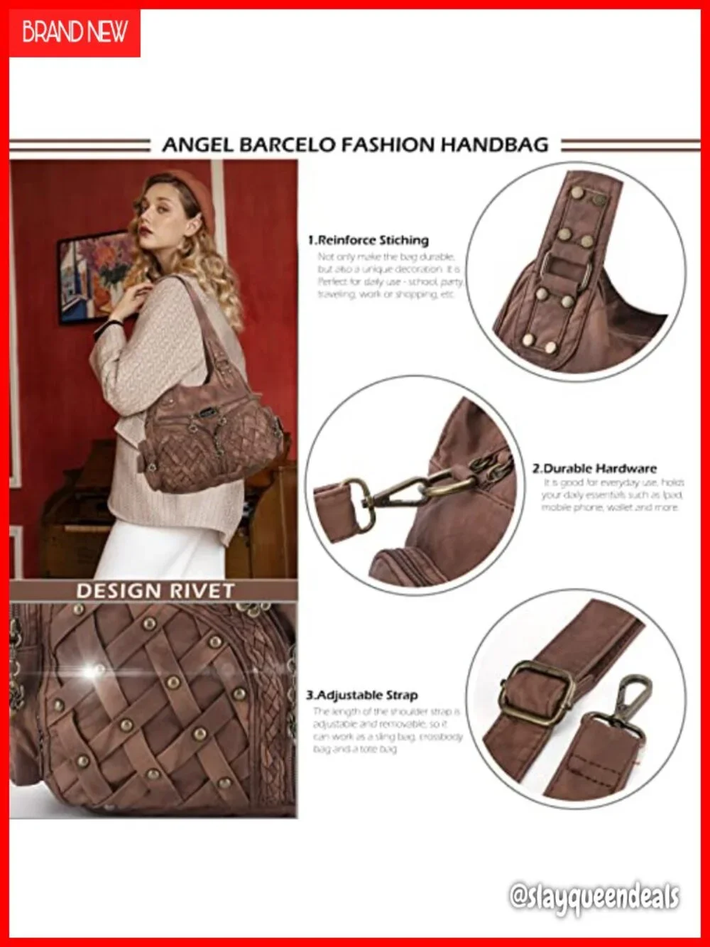 Large Hobo Bag for Women Shoulder Purse Faux Leather Soft Tote